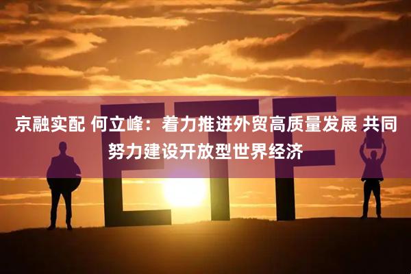 京融实配 何立峰：着力推进外贸高质量发展 共同努力建设开放型世界经济